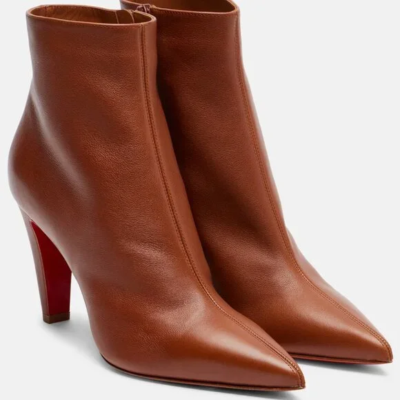 Christian Louboutin VIBELLA BOOTY 85 Leather Ankle Bootie Boots Heels - Picture 2 of 16